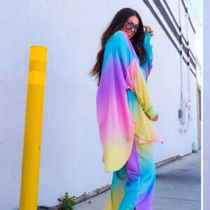 Lala Satin Playsuit in Rainbow Daydream